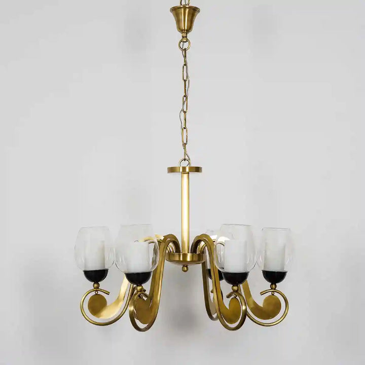 Richmond 6 Light Brass and Glass Chandelier