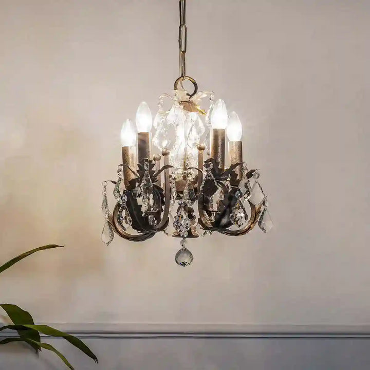 Medusa 5 Light Metal & Crystal Chandelier