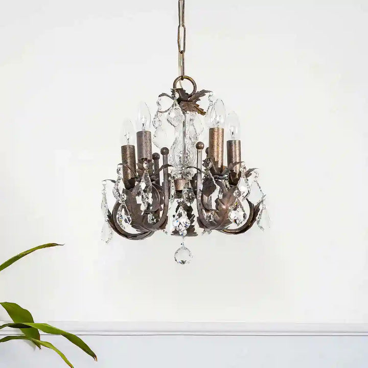 Medusa 5 Light Metal & Crystal Chandelier