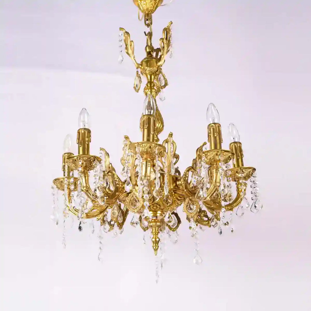 Rosalie 8 Arms Brass Antique Chandelier