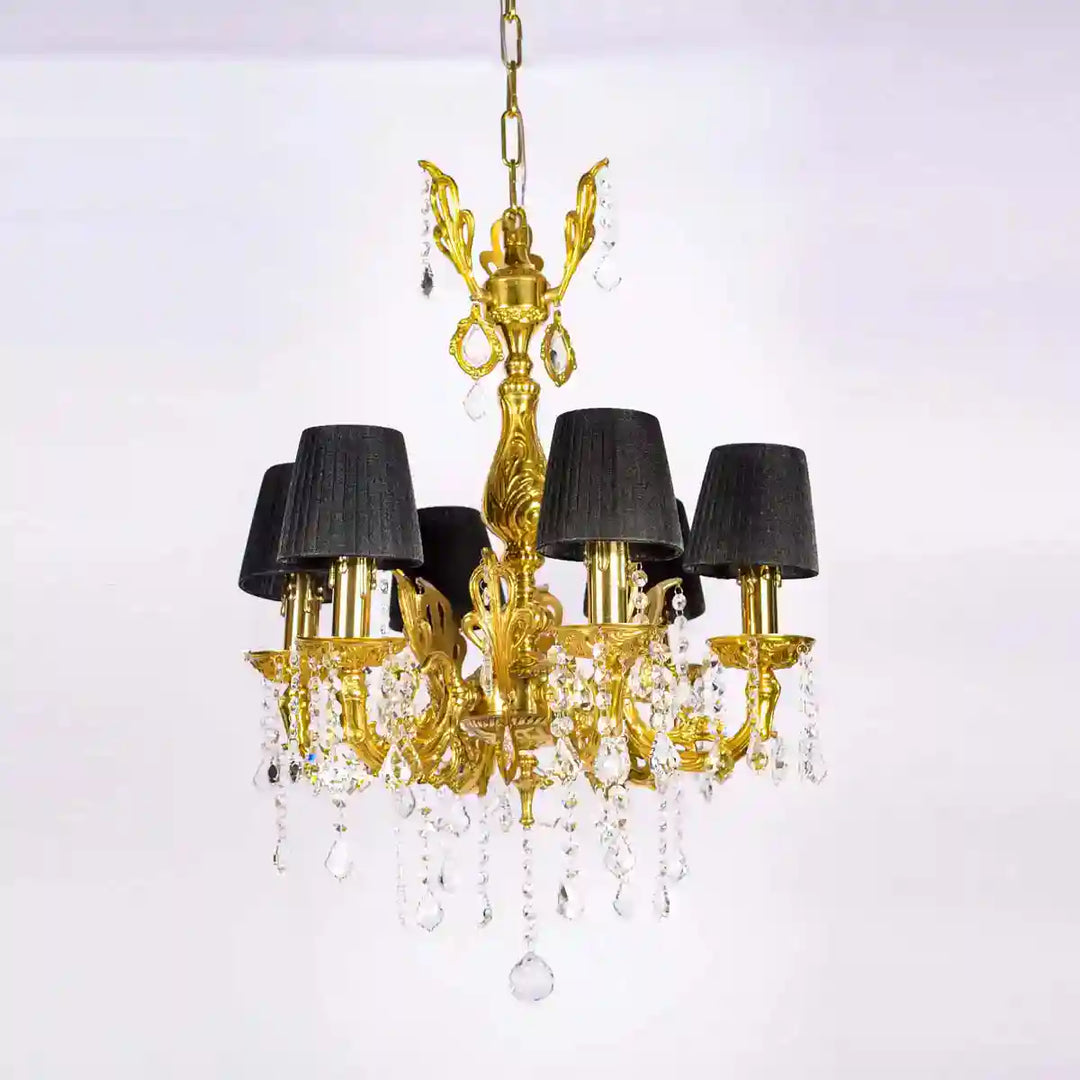 Banyan 6 Arms Brass & Clear Crystal Chandelier