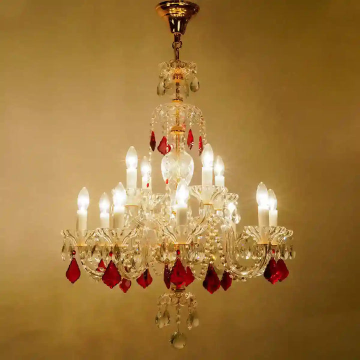 Oksana 12 Arms Glass and Crystal Chandelier