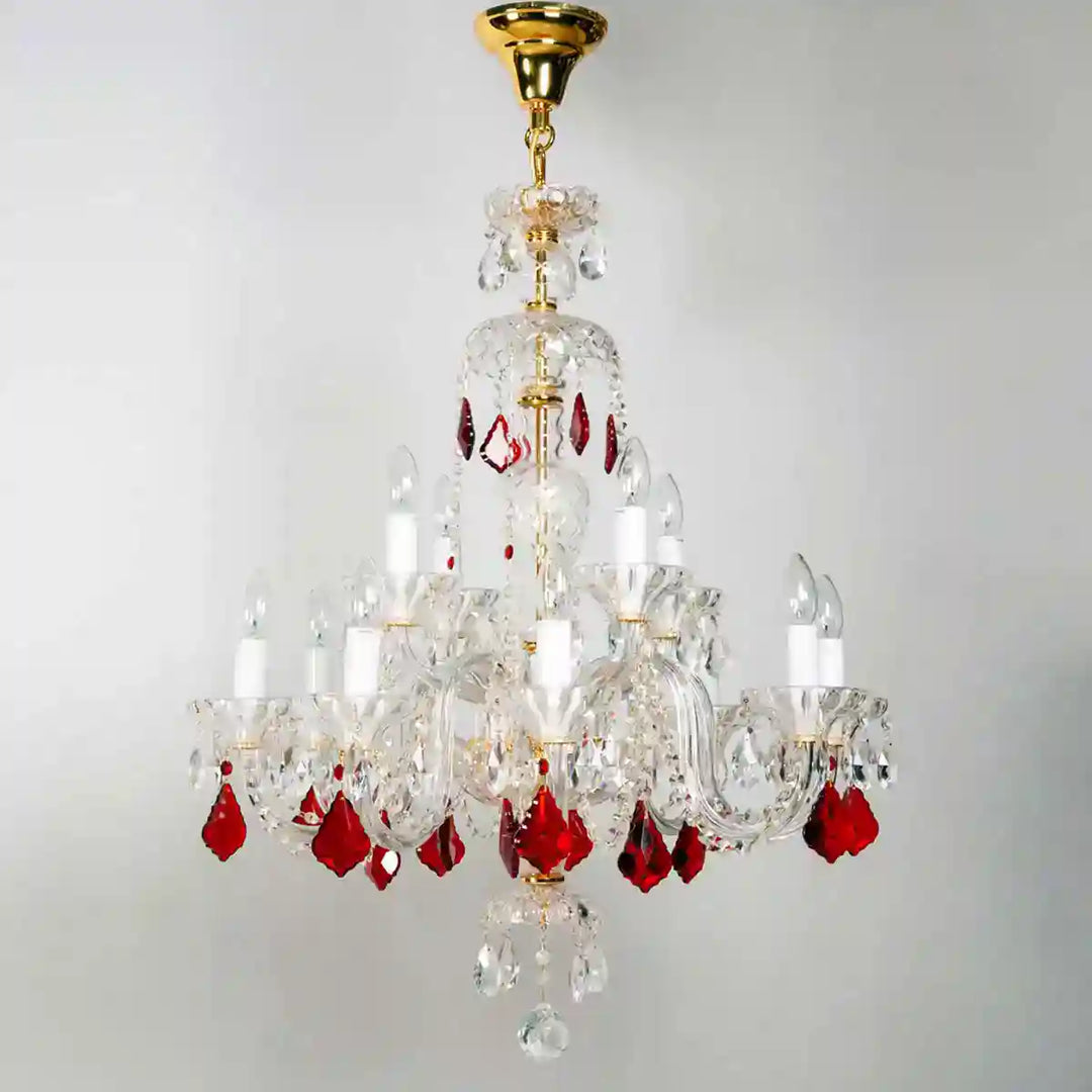 Oksana 12 Arms Glass and Crystal Chandelier