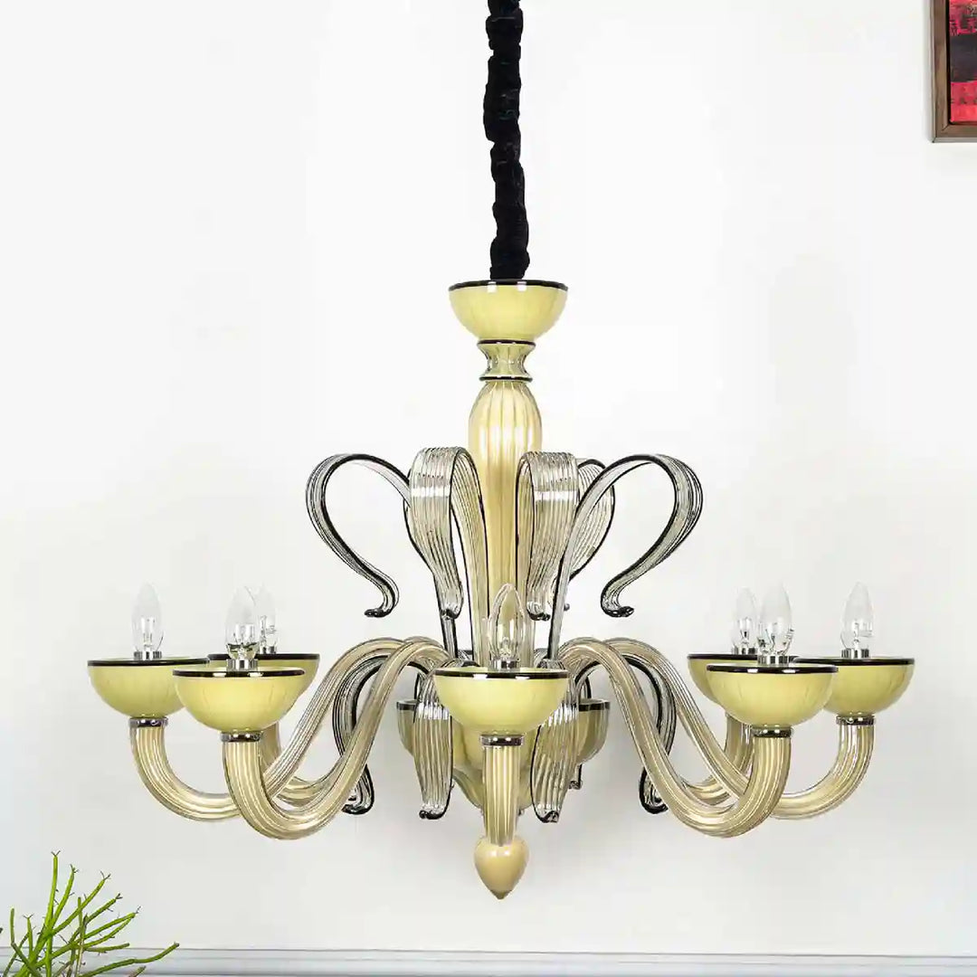 Mypole 8 Arms Metal and Crystal Chandelier