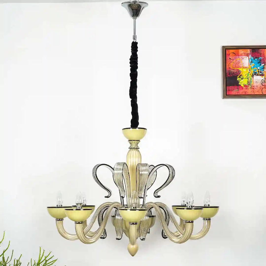 Mypole 8 Arms Metal and Crystal Chandelier