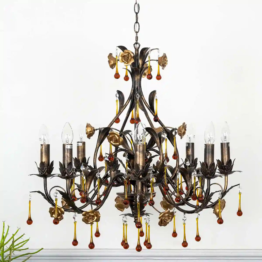 Layon 8 Arms Metal and Crystal Chandelier