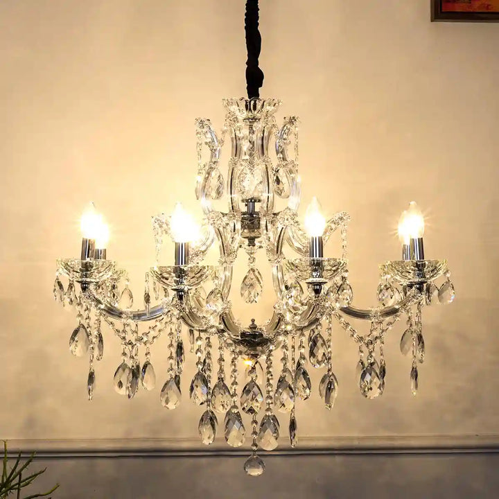 ASCONA 8 Arms Metal and Crystal Chandelier Light