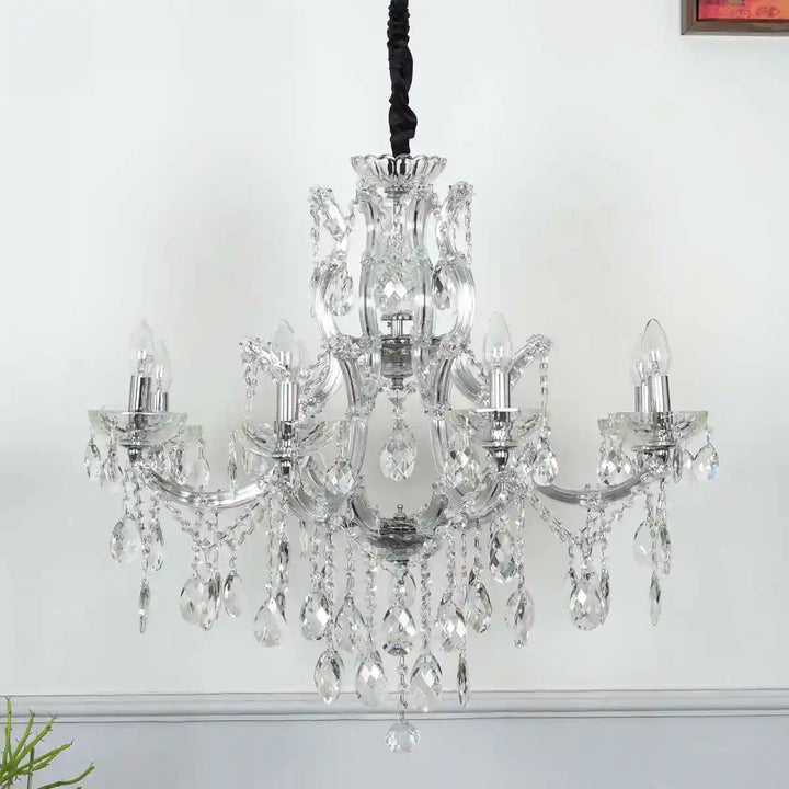 ASCONA 8 Arms Metal and Crystal Chandelier Light