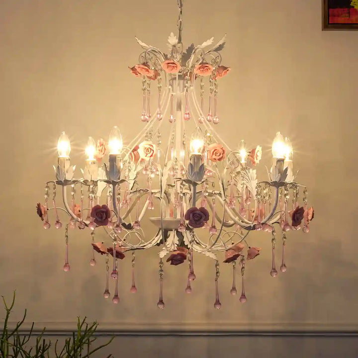 Tabitha 8 Arms Metal and Crystal Chandelier