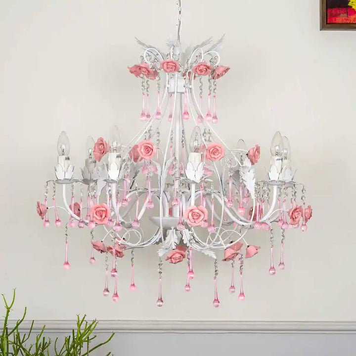 Tabitha 8 Arms Metal and Crystal Chandelier