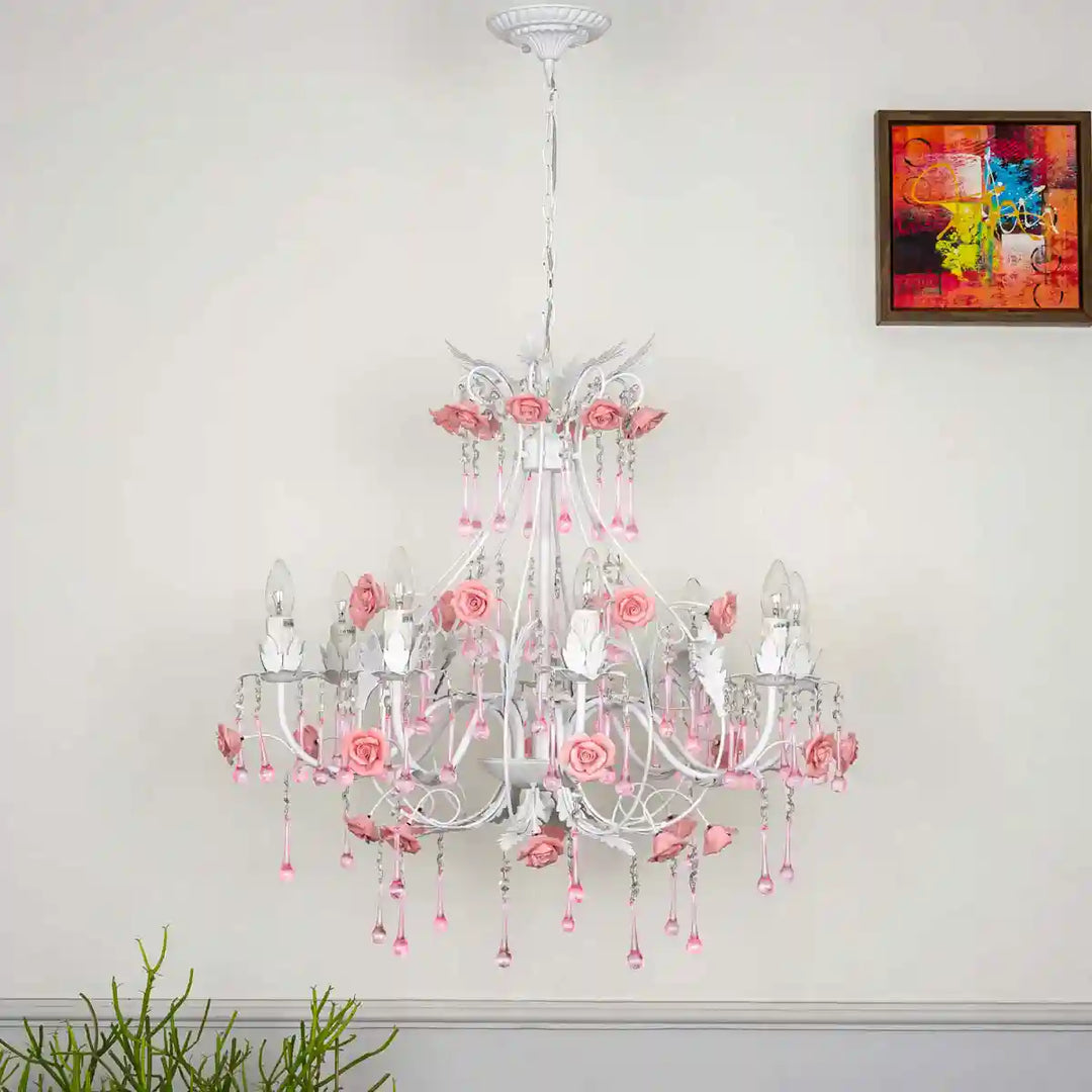 Tabitha 8 Arms Metal and Crystal Chandelier