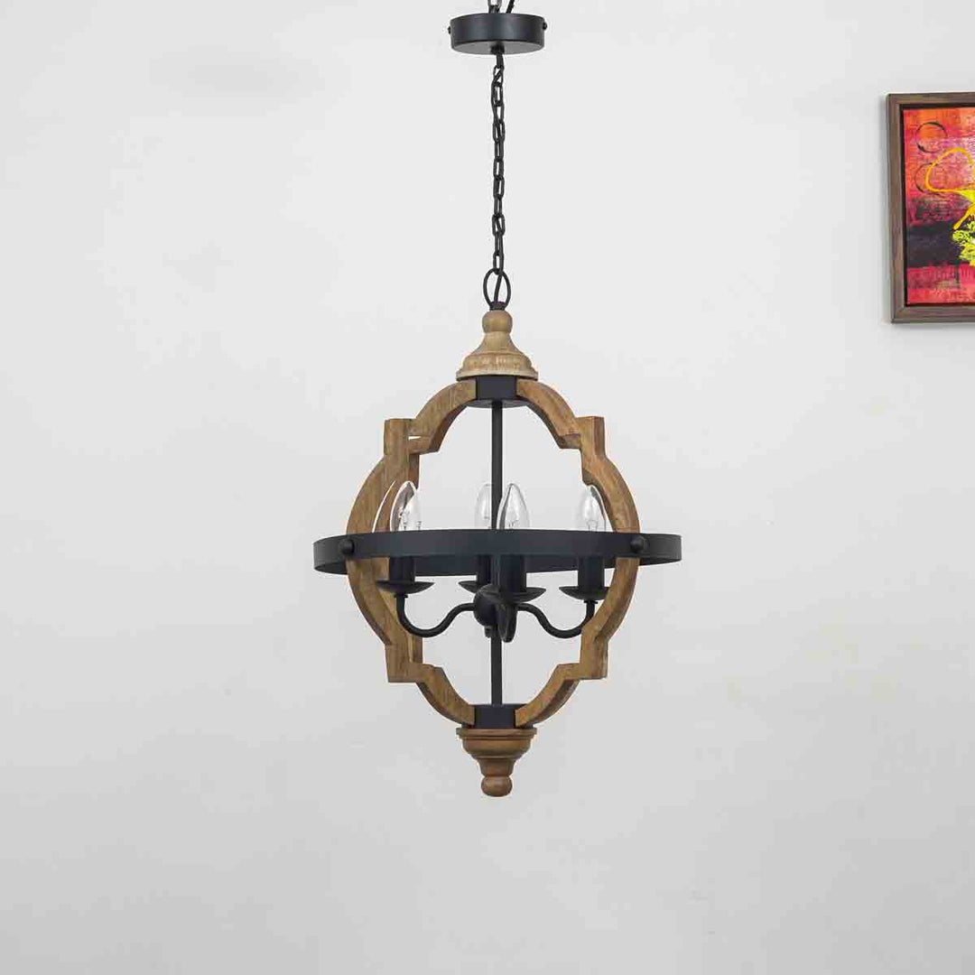 Venessa 4 Light Chandelier in Natural & Black Finish