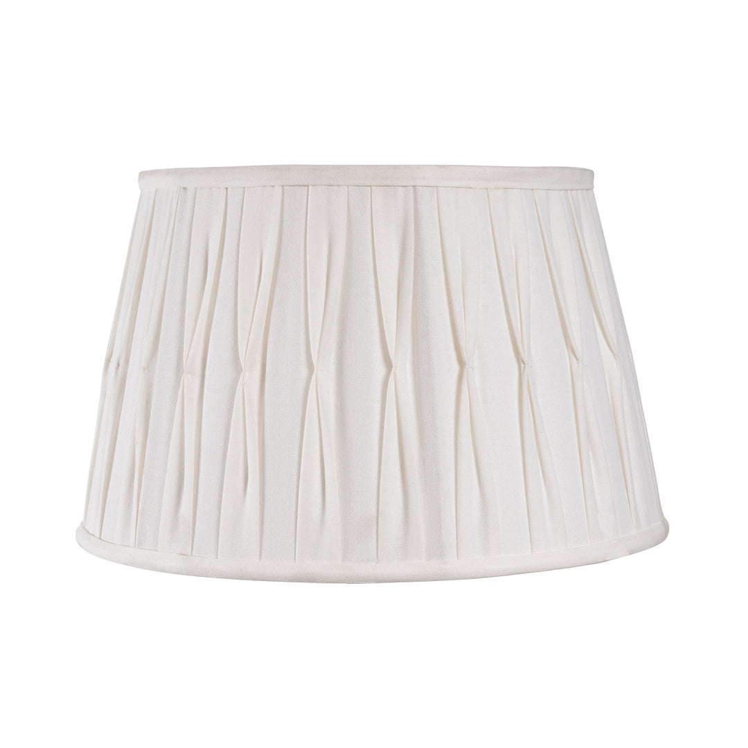 ELODIE White Cotton Fabric Tuck Pleated Drum Shade - 45 CM