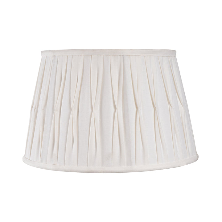 ELODIE White Cotton Fabric Tuck Pleated Drum Shade - 45 CM