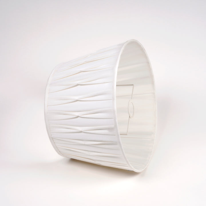 ELODIE White Cotton Fabric Tuck Pleated Drum Shade - 45 CM