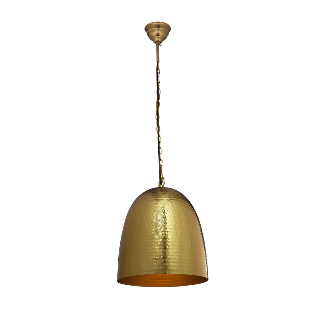 MALIA Modern Hammered Dome Pendant Light in Brass Finish Metal | E27 Holder | Filament LED Bulb Included | Decorative Ceiling Hanging Light for Dining Room, Kitchen Island, Living Room, Bedroom & Café