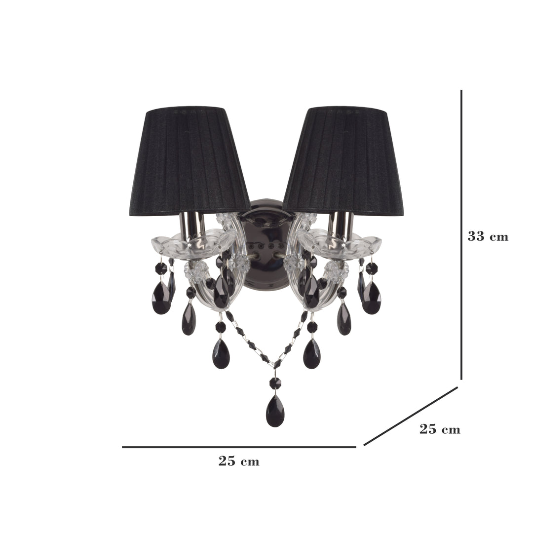 CRYSTORAMA Black Fabric Shade with Crystal double Wall Light