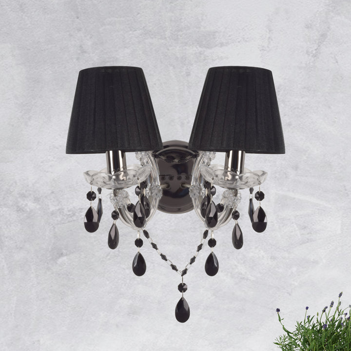 CRYSTORAMA Black Fabric Shade with Crystal double Wall Light