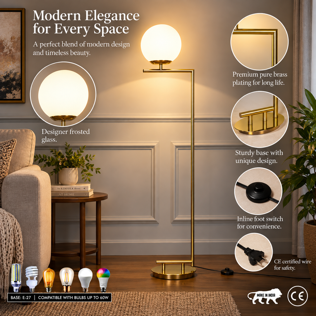CONTEMPO Metal Brass finish floor lamp