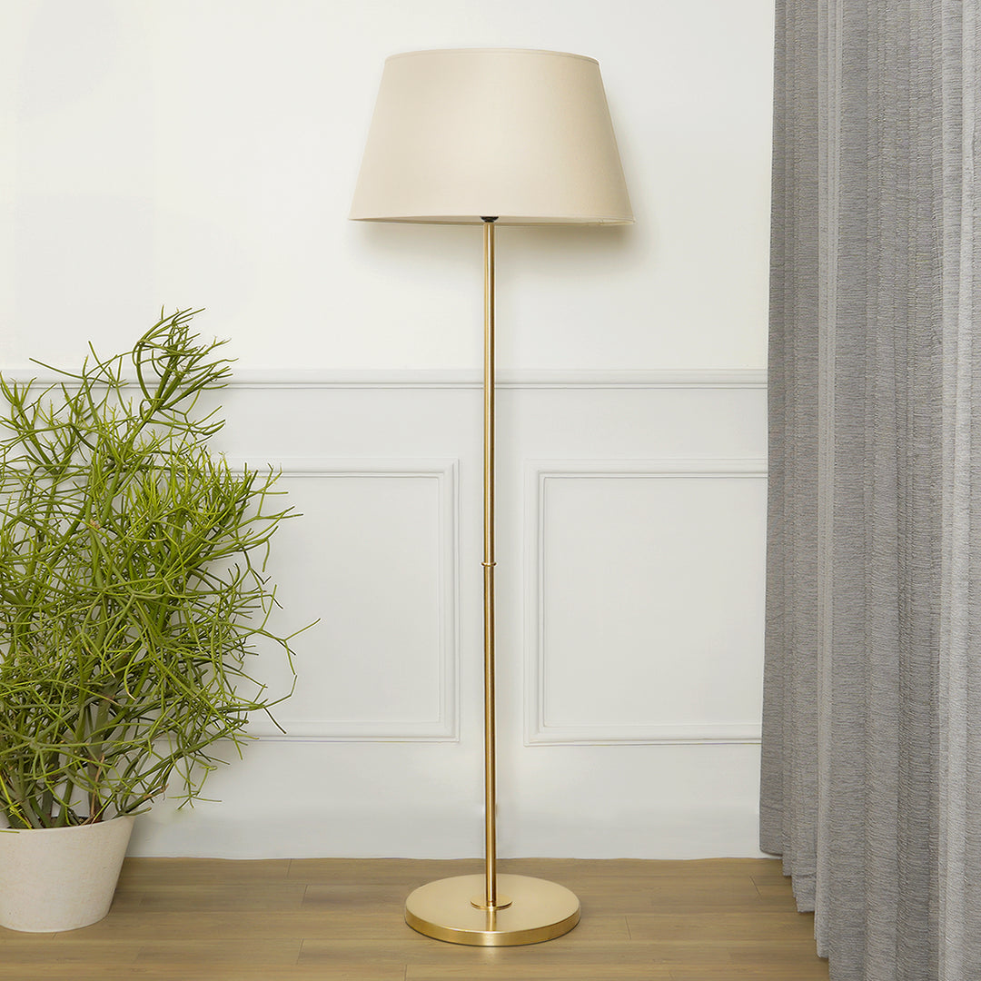 MASERLO Metal Single Light Floor Lamp With Cotton Shade