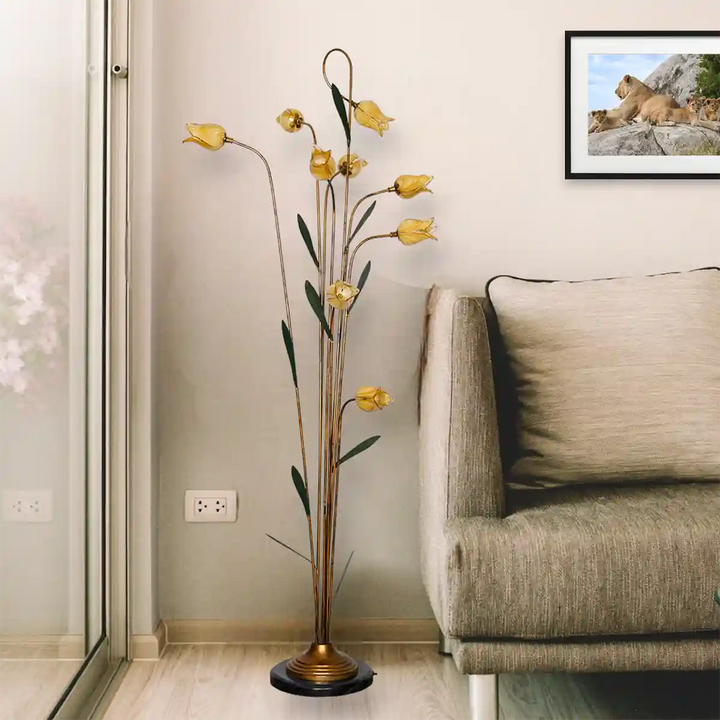 Jaspa Tulips Glass and Metal Floor Lamp