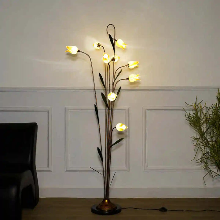 Jaspa Tulips Glass and Metal Floor Lamp