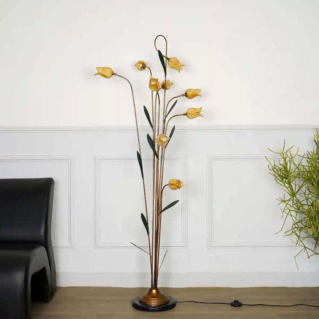 Jaspa Tulips Glass and Metal Floor Lamp