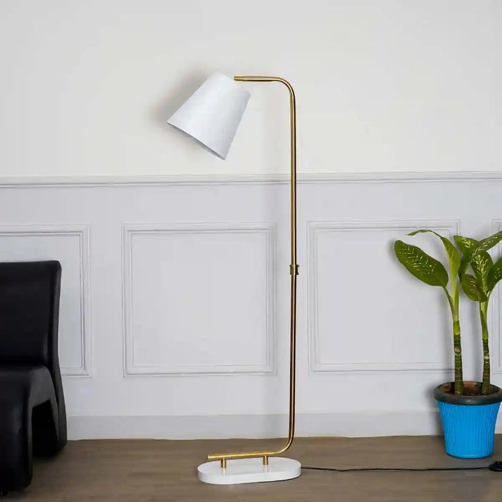 Cona Matte White and Brass Floor Lamp