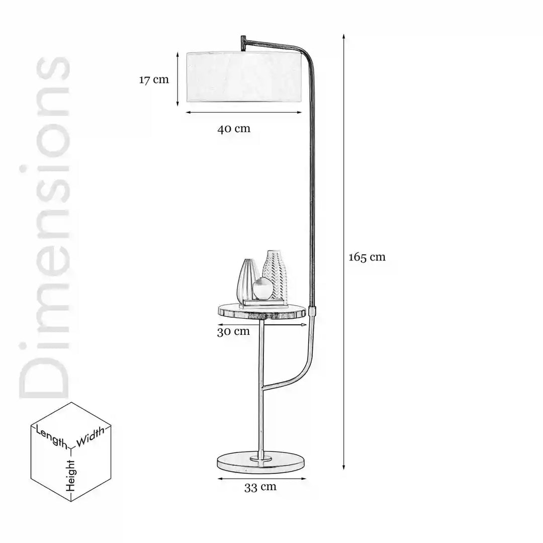 Flemish Metal Single Light Floor Lamp With White Cotton Shade