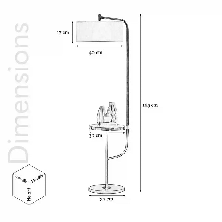 Flemish Metal Single Light Floor Lamp With White Cotton Shade