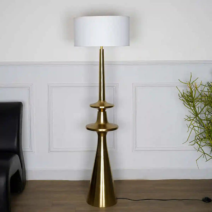 Gloucester Metal Floor Lamp With White Cotton Shade