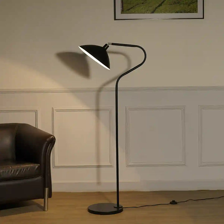 Volta Black Finish Metal Study Floor Lamp