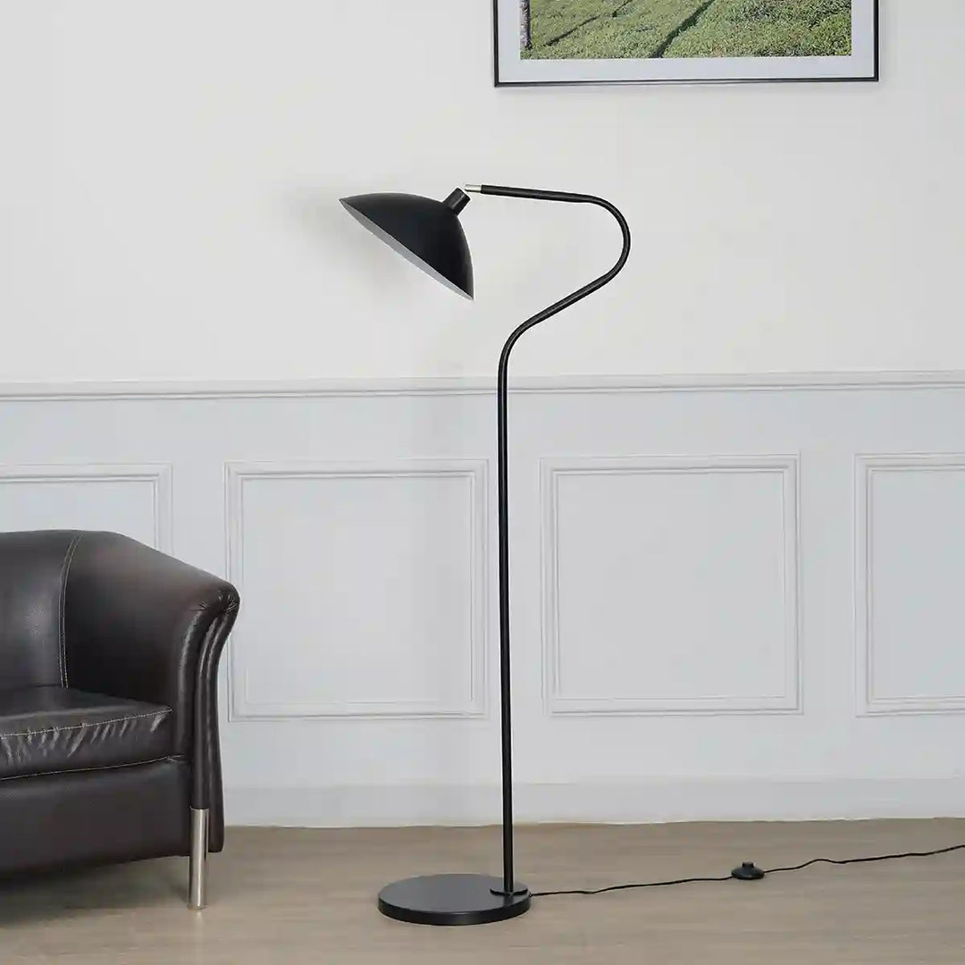 Volta Black Finish Metal Study Floor Lamp