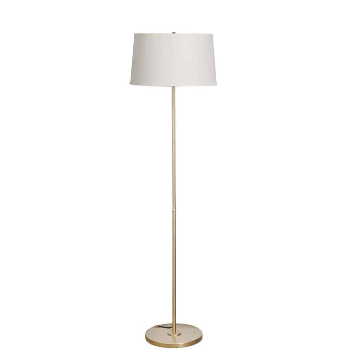 Silinda Single Light Antique Brass Finish Metal Floor Lmap With Off-White Cotton Shade