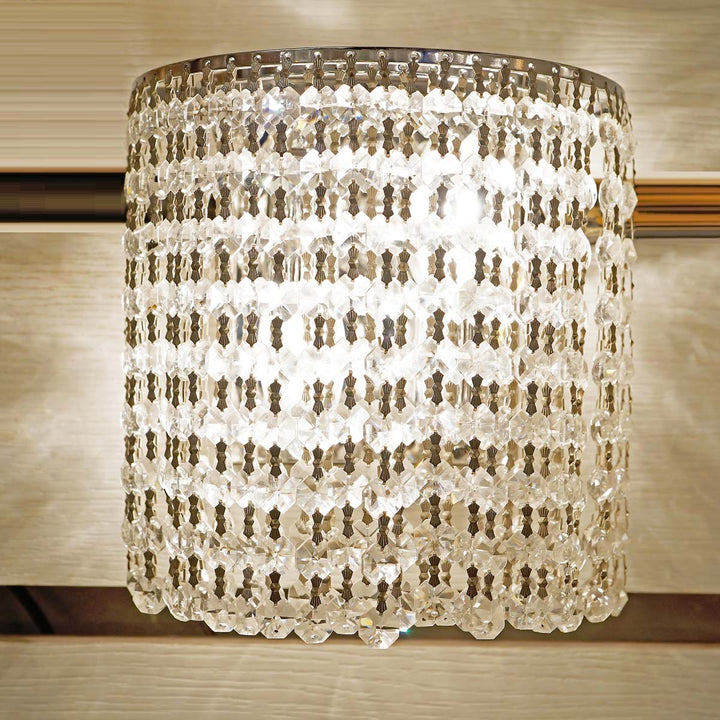 Sutton Chrome Framed Crystal Beads Wall Light