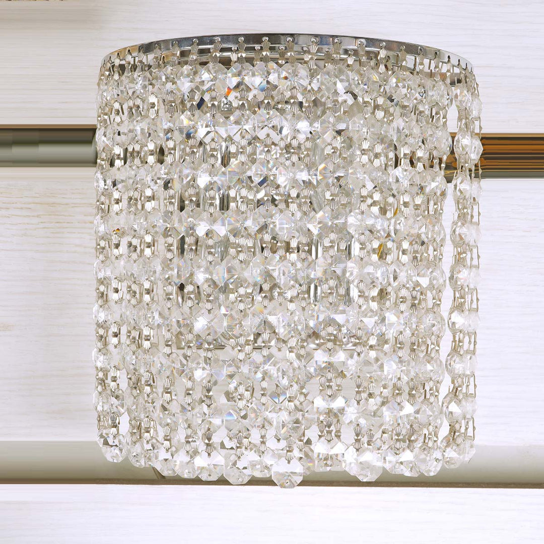 Sutton Chrome Framed Crystal Beads Wall Light