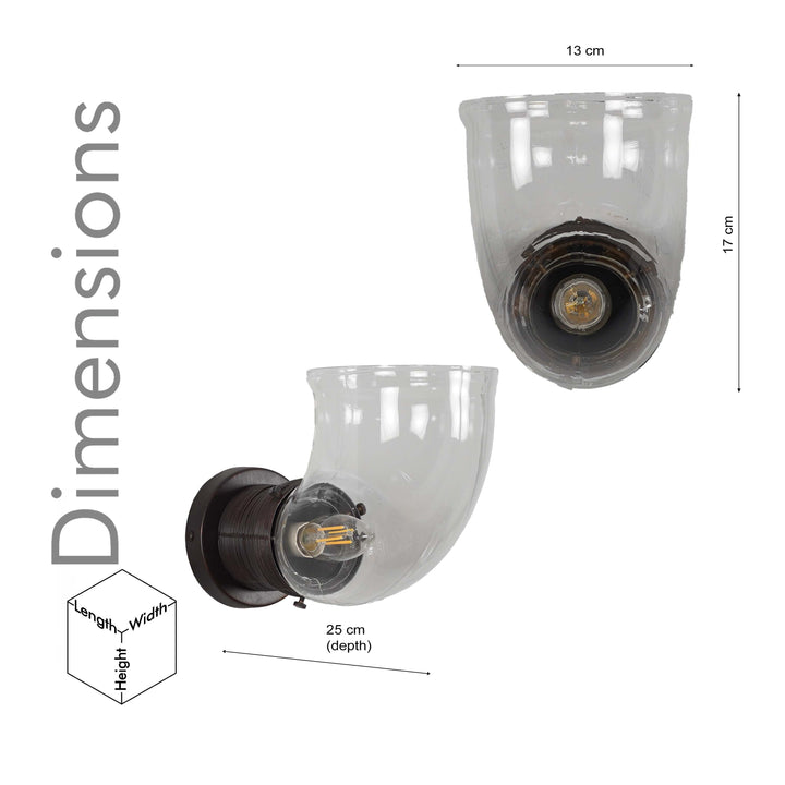 HOSLAY  Clear Glass With Black Finish Metal Wall Light