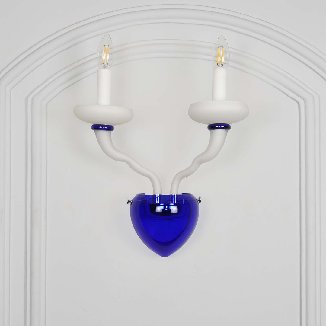 ELEANOR 2 Light Wall Fitting In Blue And White Glass