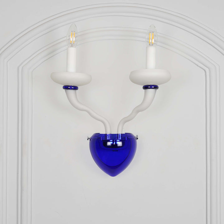 ELEANOR 2 Light Wall Fitting In Blue And White Glass