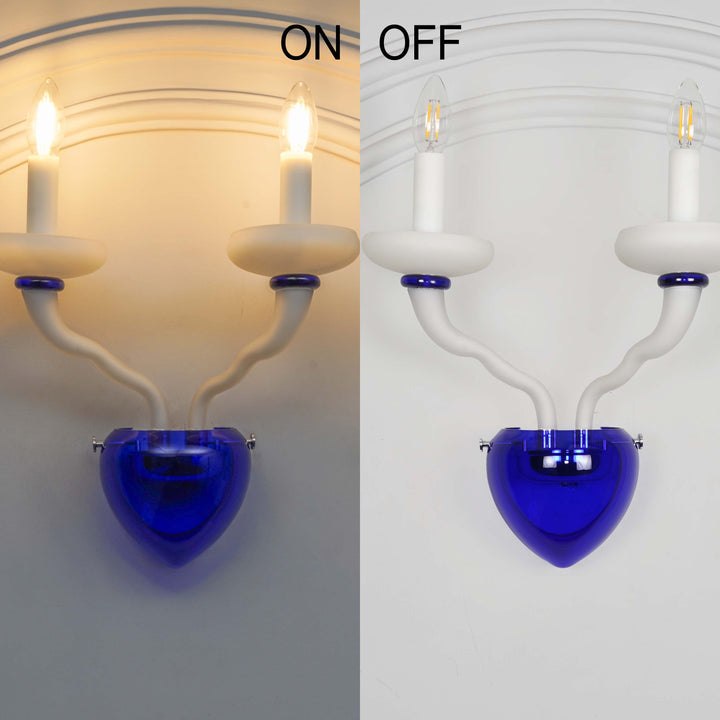 ELEANOR 2 Light Wall Fitting In Blue And White Glass