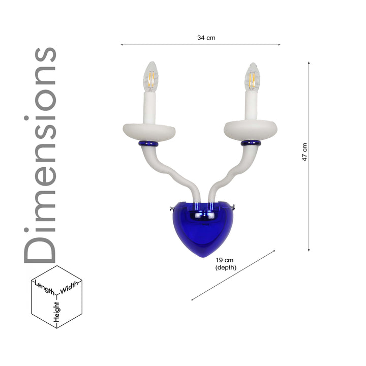 ELEANOR 2 Light Wall Fitting In Blue And White Glass