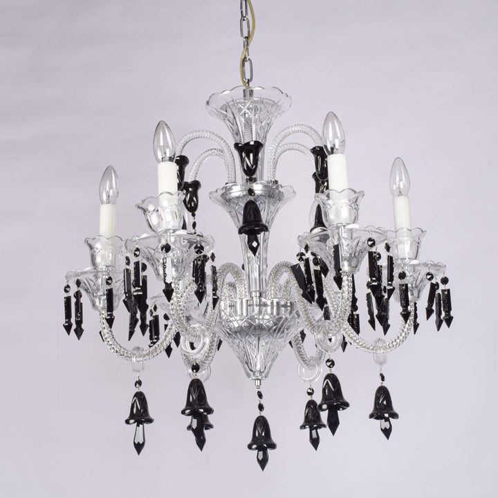 Tyler 6 lights preciosa chandelier decorated with clear and solid black crystals