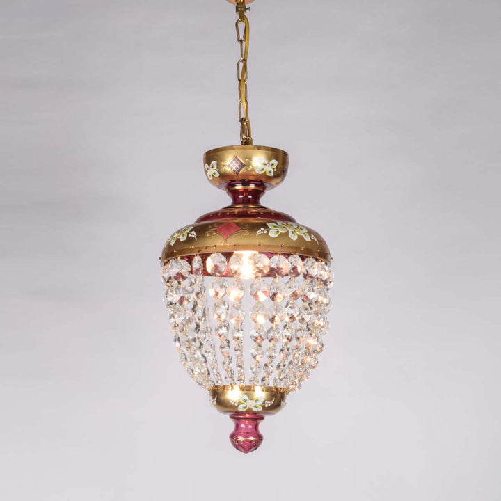 preciosa gold leafing on glass pendants light.