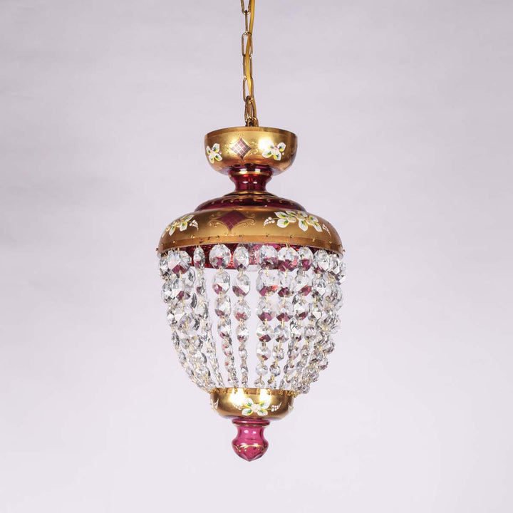 preciosa gold leafing on glass pendants light.