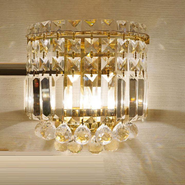 Amalfi Brass Polish Finished Crystal Beads And Balls Wall Light