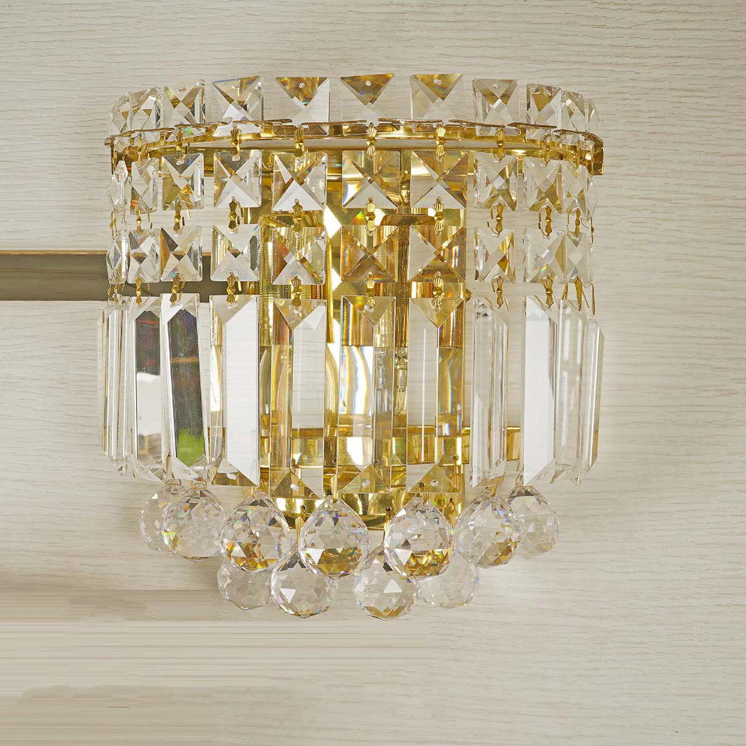 Amalfi Brass Polish Finished Crystal Beads And Balls Wall Light