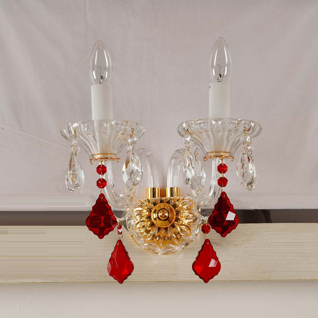 Glitz 2 Lights Glass And Crystal Wall Light