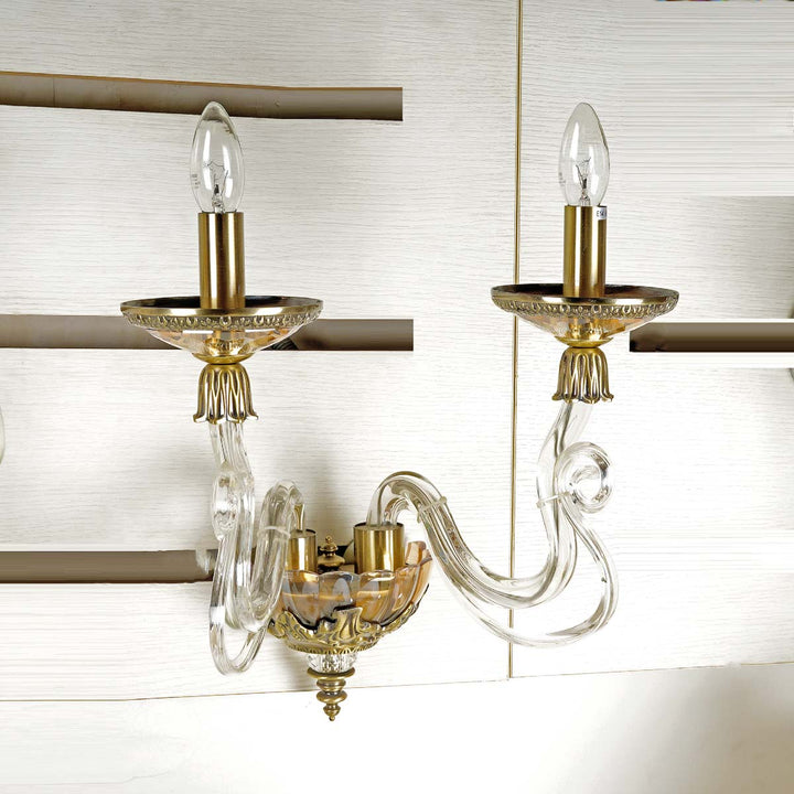 Milo Double Arms Wall Light With Crystal Dised on Arms