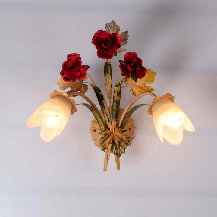 Elbridge double lights wall light theamed as bunch of flower and leaves