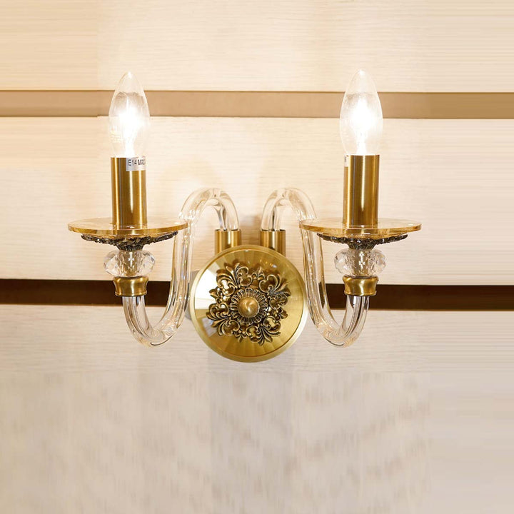 Ascoli Double Arms Wall Light With Crystal Dised on Arms